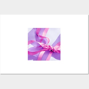 Watercolor purple bow purple ribbon Posters and Art